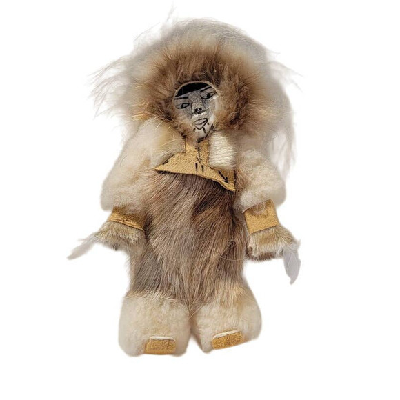 Vintage Ethnic Style Brown Shaman Fur‎ Feathers Handmade Souvenir Doll - Picture 1 of 6